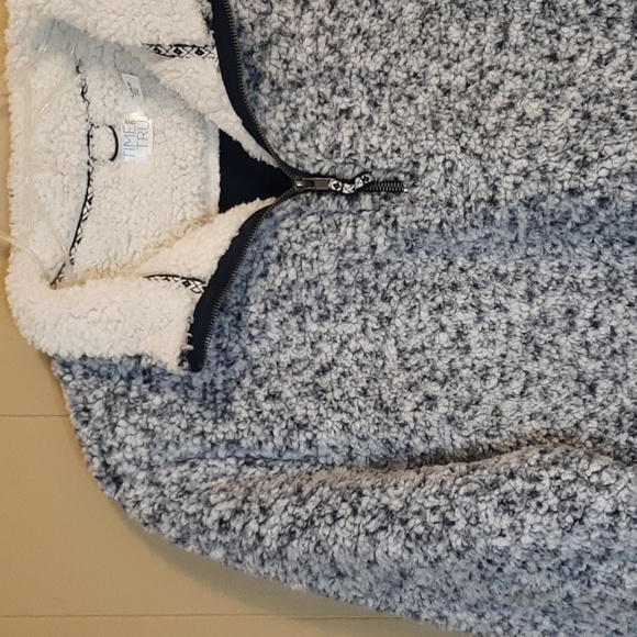 Time and Tru Blue And White Mingled Sherpa Shirt Women's Size XL - Picture 3 of 13